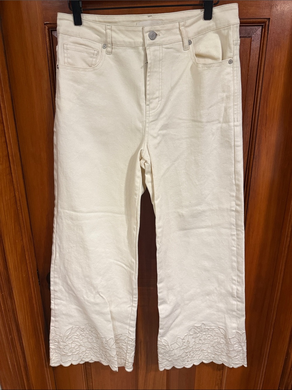 Habitual Cream Wide-Leg Jeans with Scalloped Hem Detail